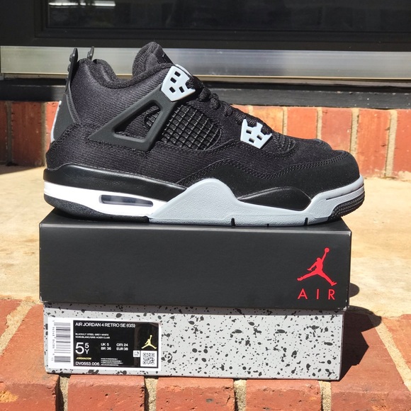 Air Jordan Retro 4 Black Canvas “Steel” GS Size 4.5Y/ 6W - Picture 9 of 16